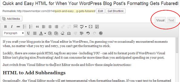 Wordpress Visual Editor and Text Editor Modes